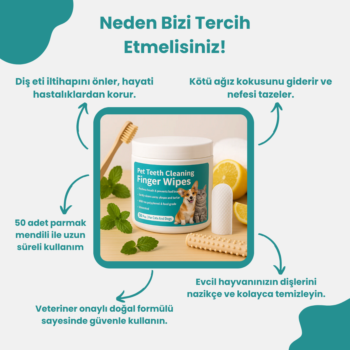 Doğal Evcil Hayvan Parmak Mendili